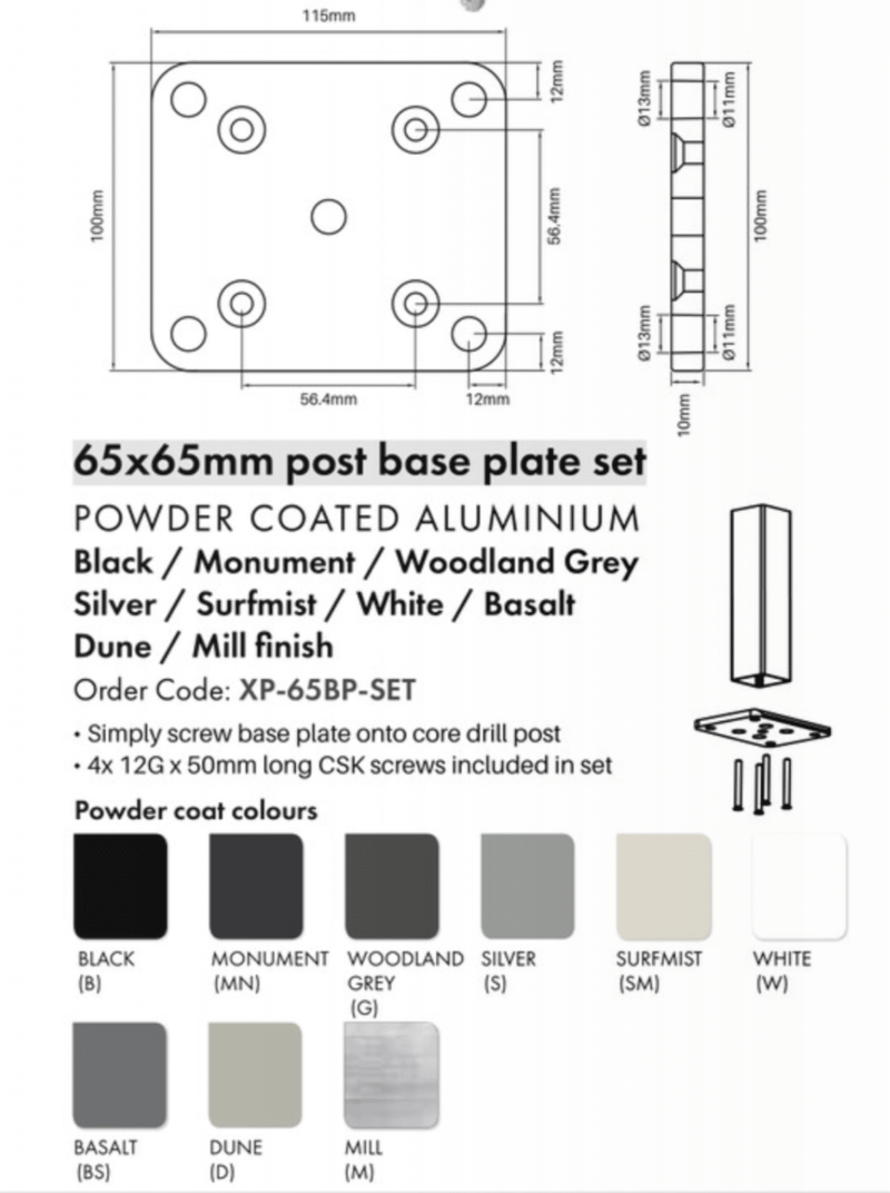 BASE PLATE SET - 65MM Post - W - Image 2