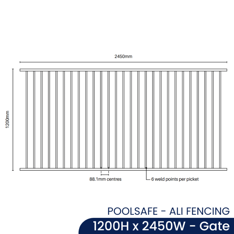 PoolSafe Panel - 2450W x 1200H - Aluminium - White - Image 2