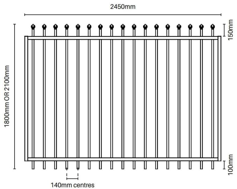Security Fencing - Gate 2100H x 2450W - Steel Spare Top Gate Black - Image 2