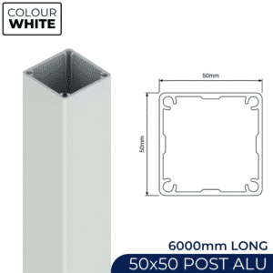 Post – 50x50mm x 6000mm Aluminium Slat Fencing Post - W