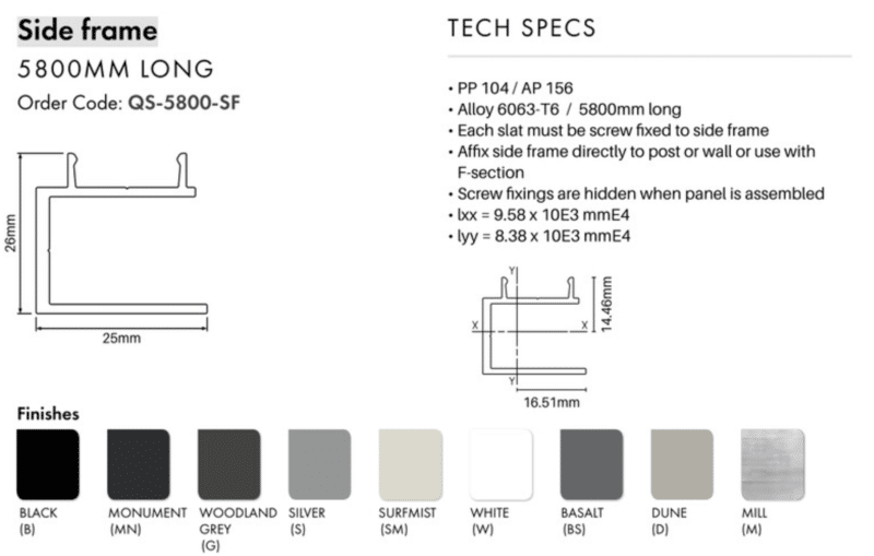 QS - SIDE FRAME - 5800mm - D - Image 2